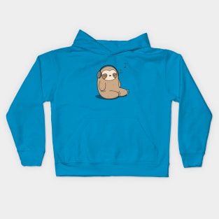 Kawaii Cute Sloth Listening To Music Kids Hoodie